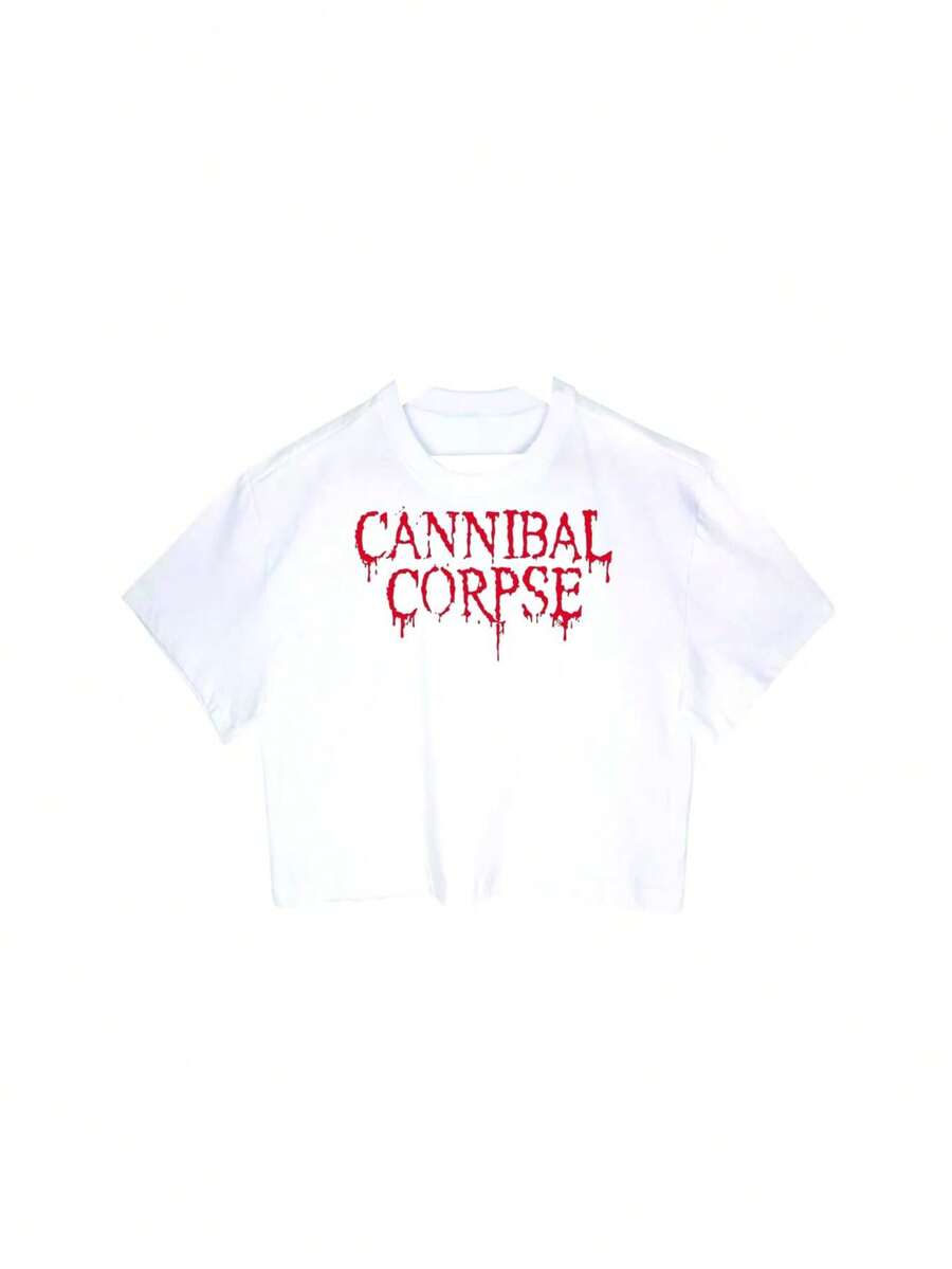 Cropped Feminino Tumblr Blogger Cannibal Corpse Short Feminine - trắng - Xem 1