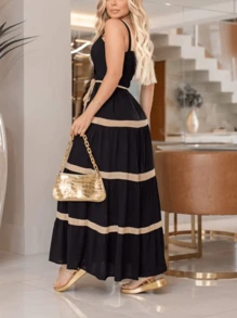 Long Dress With Belt - màu đen - Xem 4