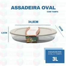 3 Oval Trays 3L Assorted Color Lid Large Dessert Parties Lasagna Pancakes Sweets Pies - Trong suốt - Xem 2