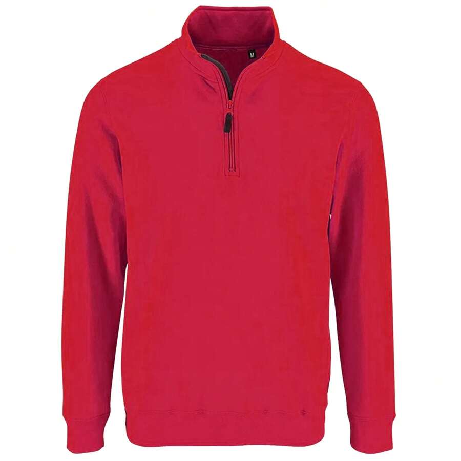 SOLS Mens Stan Contrast Zip Neck Sweatshirt (Red) - Red - View 1