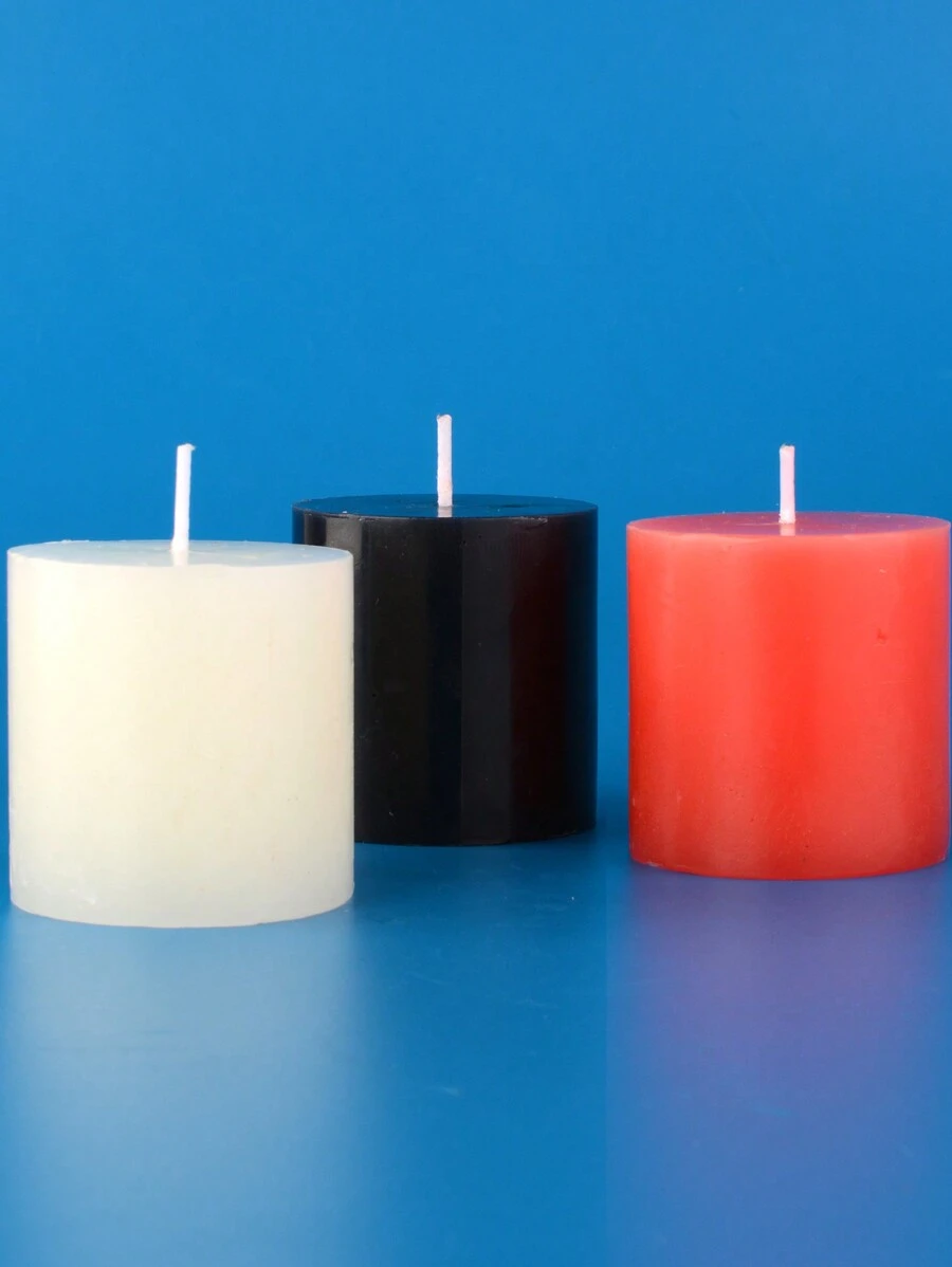2个圆柱形 直径5厘米 长5厘米 短款 加厚 无味 蜡烛 黑色 红色 象牙白 装饰性 活动 节日 浪漫 - 彩色 - 查看 1