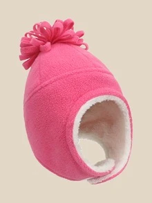 1 件装新款秋冬季保暖双层可爱连帽儿童宝宝男童女童摇粒绒帽子护耳帽 - 1PC - 查看 11