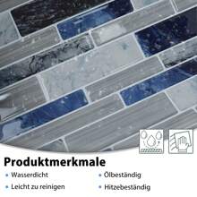 VA-Cerulean 3D Tile Stickers Gray 30 * 30 Cm 10 Sheets Type A- Marble/ Type B- Blue Marble/ Type C- Brown Marble/ Type D - White/ Type E - Glossy White/ Type F-Glossy Gray Bathroom Kitchen Self-Adhesive Tiles, Waterproof Tile Stickers Tile Foil Wall Tiles Adhesive Foil - Type B- Blue Marble - View 4