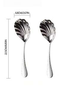 1/2/3件套不锈钢长柄公勺，厚碗深勺，适用于家庭、餐厅、自助餐厅、学校用品 - 彩色 - 查看 12