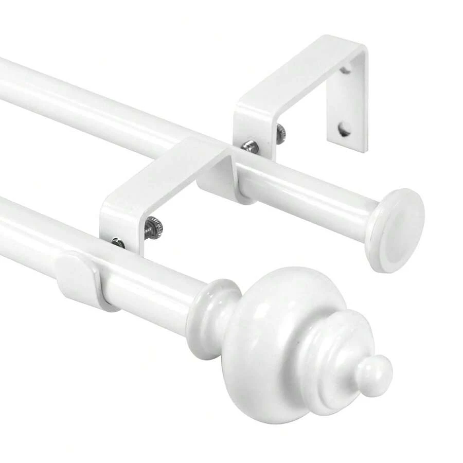 Double Curtain Rods, Double Curtain Rods For 28"-48"/48"-84"/84"-120 Window Telescoping Double Decorative Drapery Rods With Round Urn Finials, 5/8 Inch Front And 1/2 Inch Back Double Rod Curtain Rods