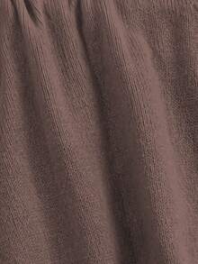 Plus Size Women's Solid V-Neck Ribbed Knit Cable Sweater Vest, Autumn/Winter - Coffee Brown - View 4