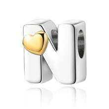 925 Silver Plated Heart Shaped Letter A-Z Pendant Charm, Smooth Letter Necklace A-Z Provides Multiple Choices. Ideal For DIY Bracelet And Necklace. Gold Heart Initial Letter Bead Pendant, Great Jewelry Gift For Women.