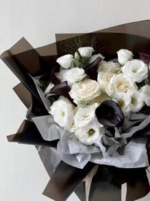 20 piezas de papel para envolver flores, papel de embalaje para ramos, papel artesanal impermeable ideal para ramos, floristerías, bodas, cumpleaños, fiestas, graduaciones - Negro - Ver 7