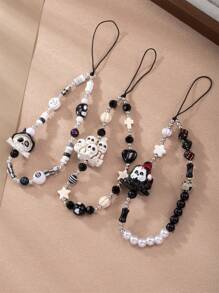 Horror Series Skeleton & Monster Multi-Elements Beaded Phone Lanyard - 彩色 - 查看 3