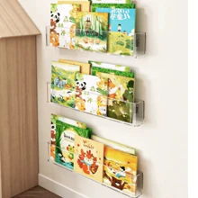 1pc Acrylic Wall Mounted Magazine Rack, Colorful Display Stand, No-Drill - White - View 7