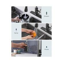 Kitchen Faucets, Kitchen Faucet With Pull Down Sprayer, High Arc Single Handle Stainless Steel Sink Faucets 1 Or 3 Hole, Classic Kitchen Sink Faucets For Farmhouse Camper Laundry Rv Bar - Black&Chrome - View 3