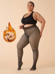 1 Par de Medias Transparentes con Forro Térmico Grueso para Mujer, Disponible en Tallas Regular, Mediana y Extra, Mallas Delgadas de Invierno Que Pueden Usarse Como Ropa Exterior, para Otoño/Invierno