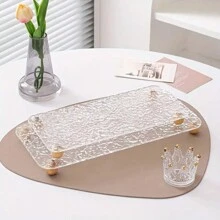 1pc Clear Acrylic Storage Tray, Makeup Organizer, Soap Dispenser Holder, Perfume & Cosmetic Display Stand, Jewelry Ring Holder, Home Decor, Bathroom Accessories Christmas Gift