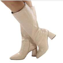 Croco Women's Boot With Thick Heel Geometric 7.5cm Thin Toe Luxury Comfortable Non-Slip - 杏仁鱷魚 - 查看 2