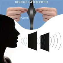 专业麦克风防喷罩，配有灵活的 360° 鹅颈夹和双层声音过滤器，适用于卡拉 OK、流媒体和播客录音 - 黑色 - 查看 3