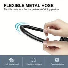 专业麦克风防喷罩，配有灵活的 360° 鹅颈夹和双层声音过滤器，适用于卡拉 OK、流媒体和播客录音 - 黑色 - 查看 4