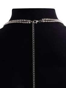 1pc Sexy Rhinestone Chain Bikini Body Chain, Multi-Layer Crystal Decor Boho Style For Women - Silver - View 3