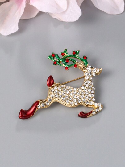 1 pieza Broche con forma de reno delicado y lindo, decoración del festival de Navidad