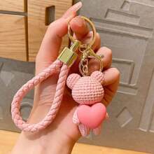 1 Stück Kreative Damen Rosa Herz Harz geformter Teddybär Schlüsselanhänger, zarter süßer Cartoon Auto Schlüsselanhänger Handtasche Anhänger für den täglichen Gebrauch oder als Paar-Geschenk, Schul- und Auto-Accessoires, Goth Y2k Weihnachten - Verschiedenfarbig - Übersicht 8