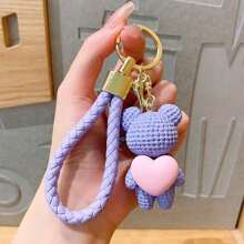 1 Stück Kreative Damen Rosa Herz Harz geformter Teddybär Schlüsselanhänger, zarter süßer Cartoon Auto Schlüsselanhänger Handtasche Anhänger für den täglichen Gebrauch oder als Paar-Geschenk, Schul- und Auto-Accessoires, Goth Y2k Weihnachten - Verschiedenfarbig - Übersicht 7
