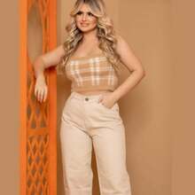 Women's Wide Leg Colorful Jeans Women Rich Blogger Pants - Màu nâu  Mocha - Xem 1