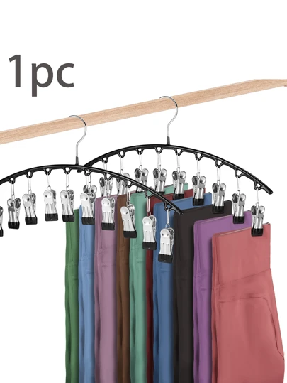 1pc Stainless Steel Pants Hanger  Space Saving Wardrobe Storage With 10 Clips For Holding Leggings/Jeans/Hats  Household Space Saving For Organization Of Bedroom  Bathroom  Closet  Wardrobe  Home  Dorm  Travel  Wardrobe Organizer Clothes Storage Rack And Balcony Clothes Drying Rack  Bedroom Accessories  Decorations   Autumn Decor Festival Decor Room Decor Home Decor Fall Decor Bedroom Decor