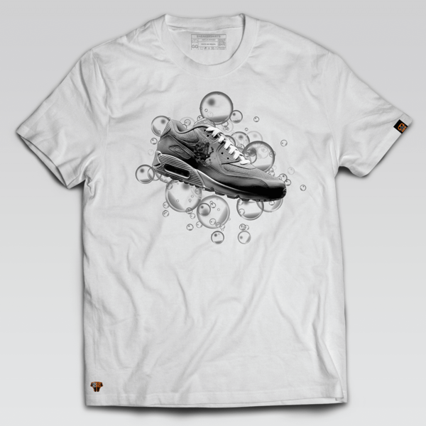 CAMISETA AM90 BUBBLES B&W 100% ALGODÃO