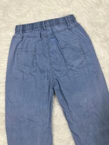 LA PRINCESA Jeans Pantalon Con Cuerda Elastic Baggy Wide Leg Pants Women's Linen Wide Leg Pants High Waist Baggy Casual Strappy Summer Lightweight Baggy Bohemian Trousers - 藍色 - 查看 8