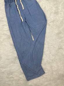 LA PRINCESA Jeans Pantalon Con Cuerda Elastic Baggy Wide Leg Pants Women's Linen Wide Leg Pants High Waist Baggy Casual Strappy Summer Lightweight Baggy Bohemian Trousers - 藍色 - 查看 6