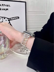 1条女士时尚透明彩虹表带，兼容 46mm 49mm 40mm 44mm 45mm 41mm 42mm 38mm Ultra 49mm，透明彩色风格腕带，兼容 Series 11 10 9 8 SE 7 6 5 4 3 2 1 Ultra 3/2/1，智能手表表带配件，兼容S10/S11，时尚替换表带，适合日常佩戴 - 無色 - 查看 5