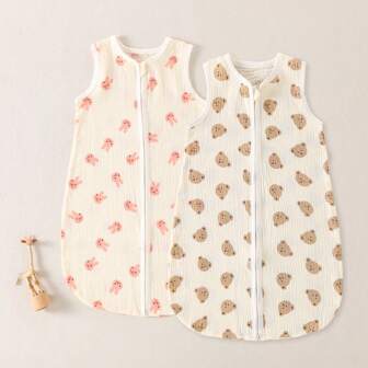 cottgoods 2 pièces Sac de couchage bébé beige mignon, couverture pour bébé portable, vêtement de nuit pour bébé respirant et confortable, style neutre, léger, adapté pour l'été, la Saint-Valentin