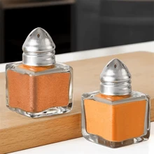 2 件式玻璃调味瓶 - 防锈、创意厨房和香料罐，用于盛放盐、胡椒和味精 - 無色 - 查看 1