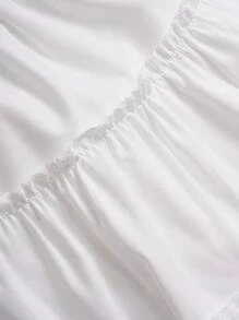 White Slimming A-Line Skirt, Solid Elastic Waist Skirt With Tiered Hem, Cake Skirt, Temperament, Mid-Length Skirt, Casual Resort Style Pleated Long Skirt - 白色 - 查看 4