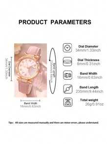 Ladies Watch 1Pc Fashion Gorgeous Heart Digital Dial Quartz Watch And 4 Pcs/Set Love Necklace,Earrings,Bracelet Jewelry Set Suitable For Women Party,Holiday,Birthday Wear Or As Sisters,The Best Gift For A Lady(No Box)
