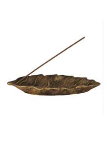 Suporte para Incenso em Forma de Folha Dourada - Ornamento Exquisito de Aromaterapia com Design Horizontal Economizador de Espaço para Uso Doméstico Interno - Compacto e Belo
