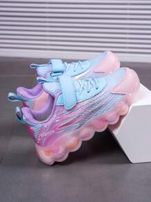 1 双女孩网眼透气钩环设计轻便平底圆头简约可爱低帮运动鞋适合春秋季 - 淺藍色 - 查看 7