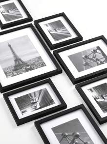 SONGMICS Gallery Wall Frame Set, Multi Picture Frames Set Of 7, One 11x14, Two 8x10, Four 6x8 Collage Photo Frame With White Mat, Glass Front - Black - View 5