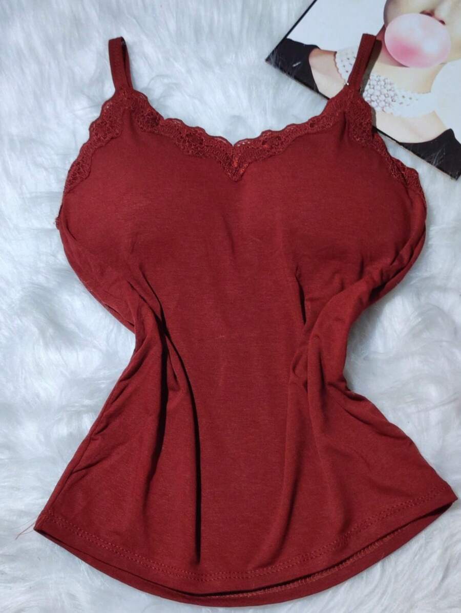 Women's Blouse With Lace Collar With Pad In Plain Viscolycra Without Print - 亮橙色 - 查看 1