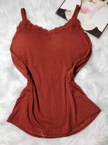 Women's Blouse With Lace Collar With Pad In Plain Viscolycra Without Print - 亮橙色 - 查看 3