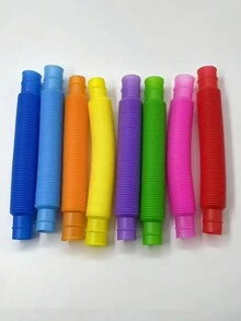 10入組隨機顏色感官彈性拉伸管,diy波浪管建築積木教育玩具