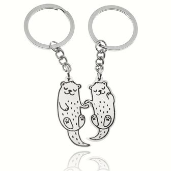 2 st fina nyckelringar med draghandtag och utter, kreativa väskhängen och tillbehör, lämpliga för par eller bästa vänner metallnyckelringar, alla hjärtans dag, biltillbehör, väskberlock, skolbokstav