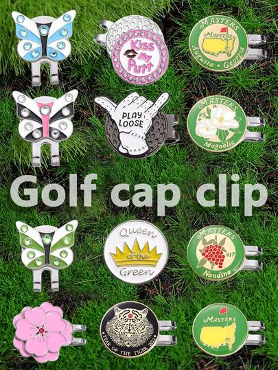 1/12Pcs Golf Ball Marker Golf Hat Clip Magnetic Alloy Marker Golf Accessories Tiger Butterfly Plum Blossom Crown Map Lucky Gift For Golfers ﻿