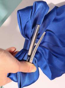 1 件蝴蝶结头带，女孩大号蝴蝶结发夹，马尾辫配大号发夹配件（海军蓝） - 寶藍色 - 查看 3