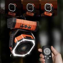BDQ Camping Fan Battery Operated Powered Fan With LED Lantern Light 20000mAh Rechargeable Portable Fan, Oscillating Fan With 360° Rotation Hanging Hook For Tents, Cordless USB Desk Fan - Burnt Orange - View 6