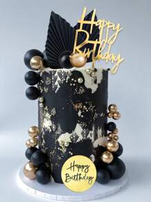 1pc Gold Acrylic Happy Birthday Cake Topper - Gold - View 6