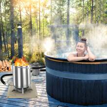 VA-Cerulean Pool Heater With Fire Stainless Steel Pool Heater Fire Barrel Swimming Pool Heater With Heating Coil 32/38mm Connections For Firewood Pool Oven Heaters For Swimming Pools And Inflatable Pools - 銀色 - 查看 7