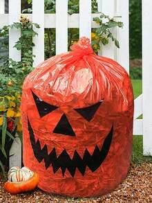 Túi đựng rác sân vườn hình lá bí ngô Halloween, Túi đựng lá làm vườn tái sử dụng siêu bền, Đồ trang trí ngoài trời mùa thu, Giáng sinh - Màu vàng - Xem 1