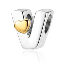 925 Silver Plated Heart Shaped Letter A-Z Pendant Charm, Smooth Letter Necklace A-Z Provides Multiple Choices. Ideal For DIY Bracelet And Necklace. Gold Heart Initial Letter Bead Pendant, Great Jewelry Gift For Women.