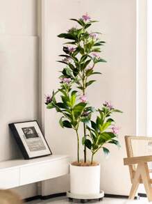 80/120cm Tropical Artificial Ficus Tree Large Fake Banyan Plants Plastic Fiddle Fig Tree Branch Real Touch Magnolia Leaves Faux Palm Plant For Home Garden Decor Without Pot 1pc, Valentine Day, Gift Gifts Birthday Graduation - 彩色 - 查看 8