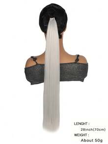 Tóc đuôi ngựa thẳng 28 inch với kiểu tóc đuôi ngựa có thể điều chỉnh Băng đô thun đuôi ngựa bẩn tự nhiên mềm mại và tổng hợp thuận tiện cho phụ nữ khi đeo - Nhiều màu - Xem 14